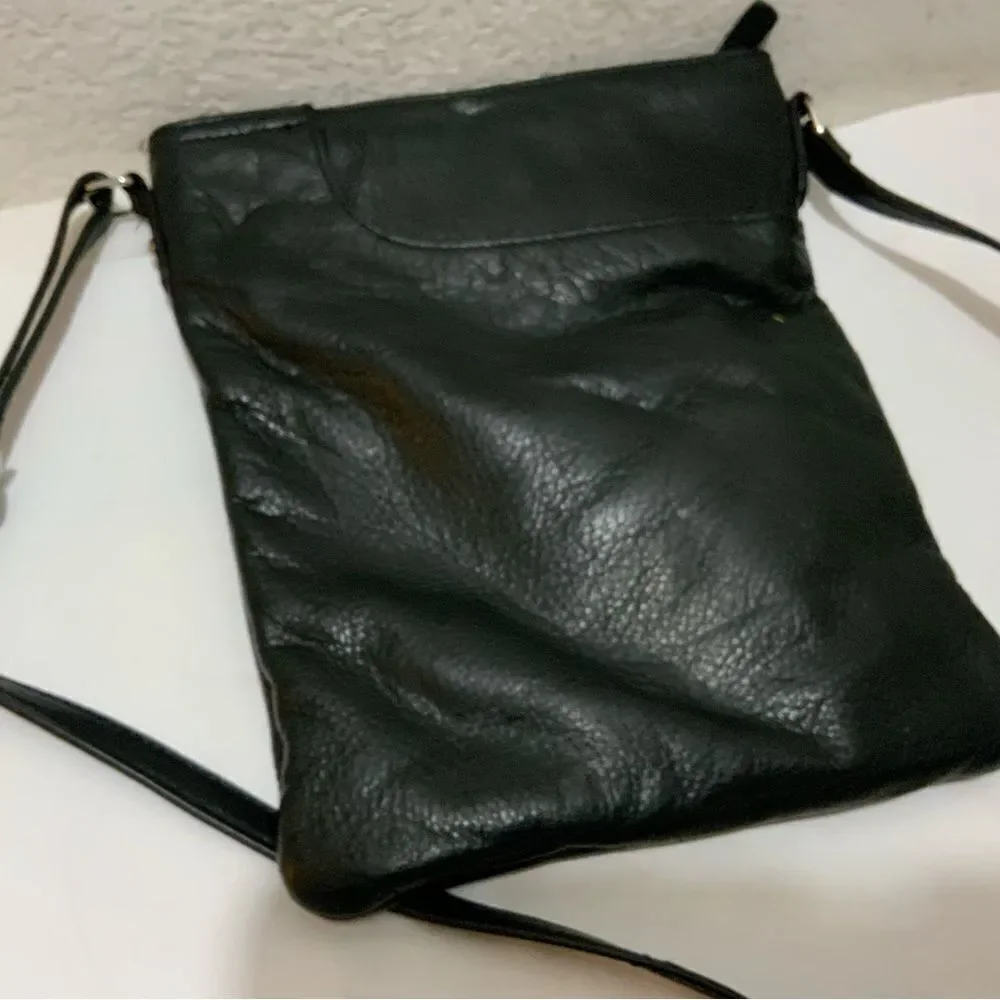 Margot Crossbody Bag Black Genuine Leather Handbag Purse Small